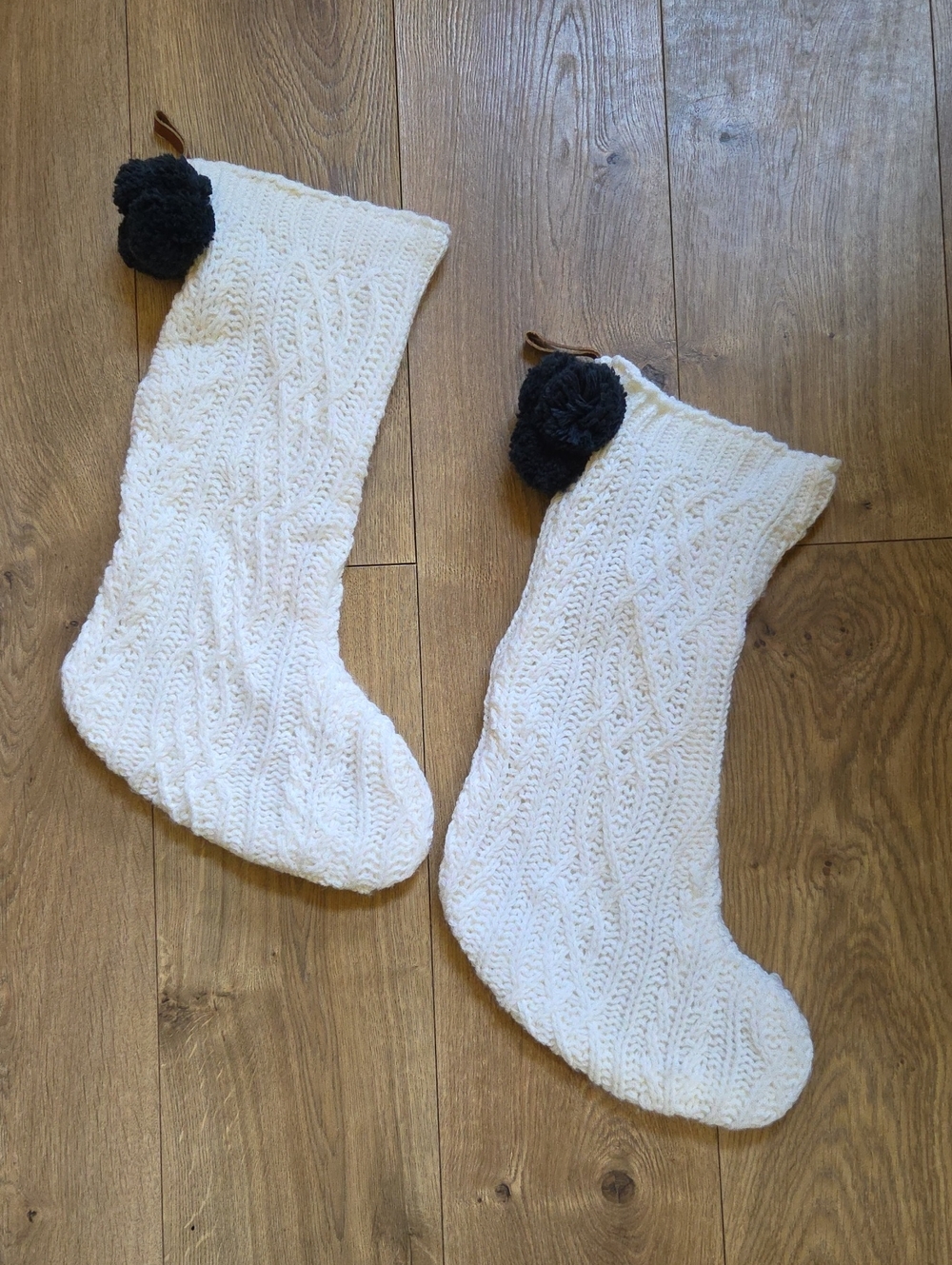 Hearth & Hand Cable Knit Christmas Stockings with Pom-Poms
